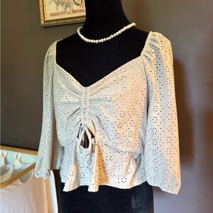 Elegant Cream Eyelet Women's Top